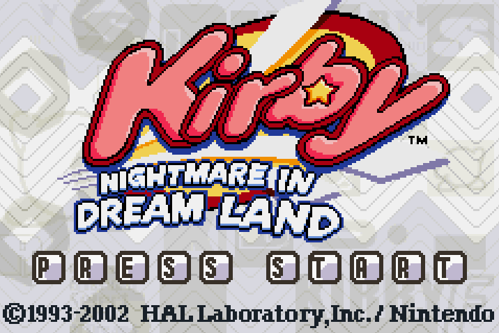 Kirby Nightmare In Dream Land Title Screen